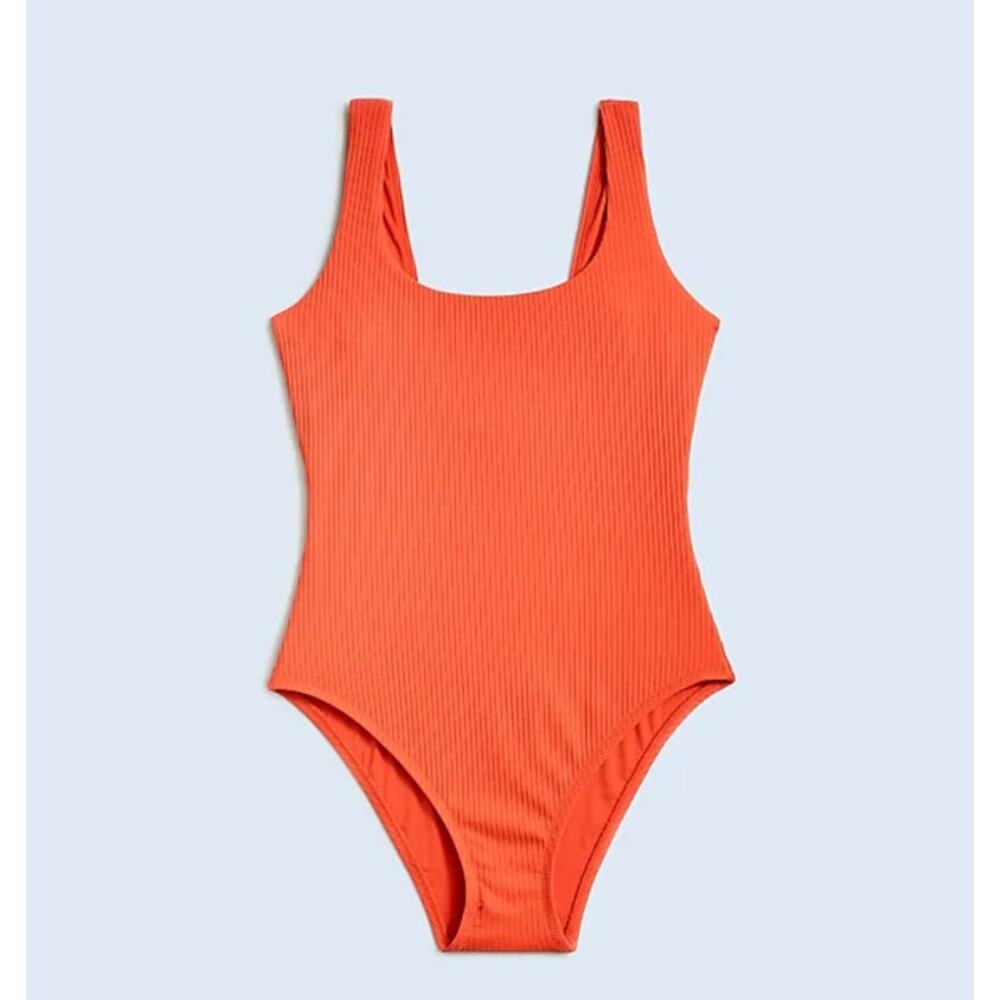 Madewell Ribbed One-Piece Swimsuit in Coral Orange
